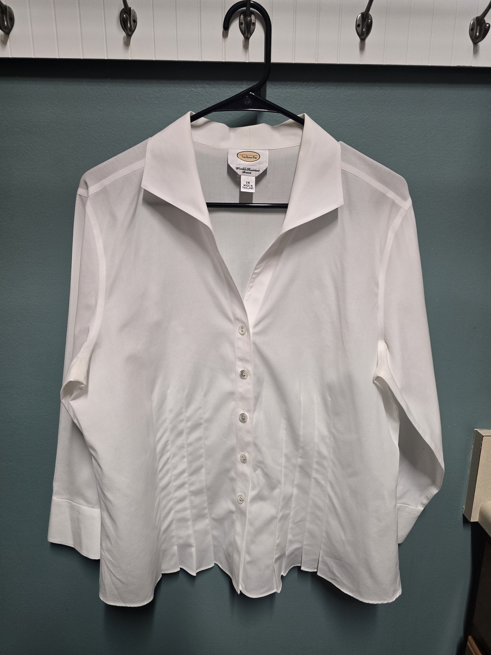 Vtg Talbots 14 White Button-Front Collared Blouse
